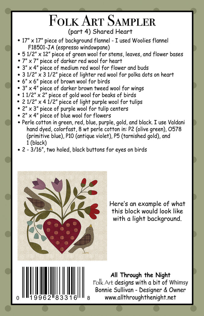#2204 Folk Art Sampler-Shared Heart
