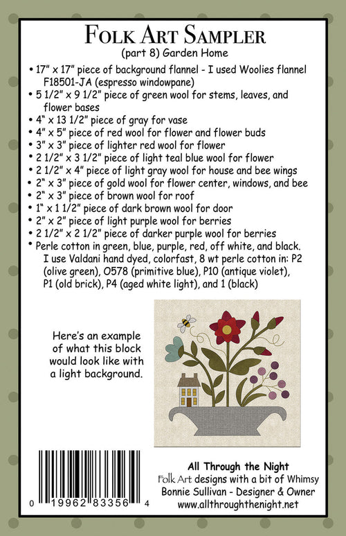 #2208 Folk Art Sampler-Garden Home
