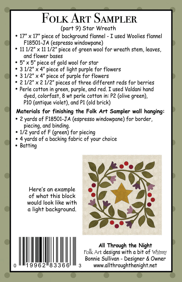 #2209 Folk Art Sampler- Star Wreath