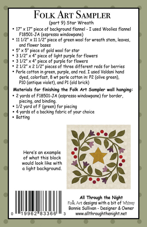 #2209 Folk Art Sampler- Star Wreath