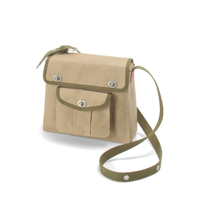Beige × Olive-green (front)), as a shoulder bag