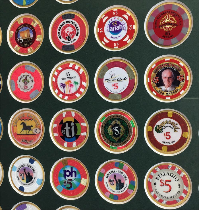 48 Casino Chip / Poker Coin Display Frame  (with Custom Matting Insert) - sfDisplay.com