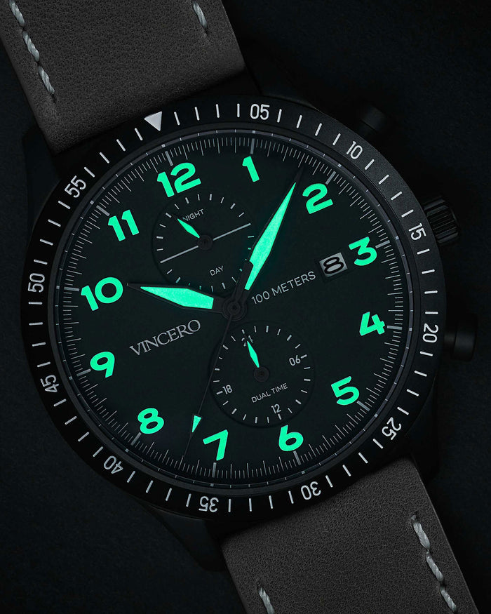 Vincero Altitude Black with Swiss Luminous Hands & Indices