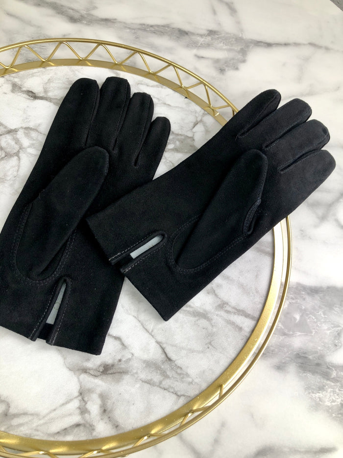 CELINE Argyle Gloves Black Vintage z77scn