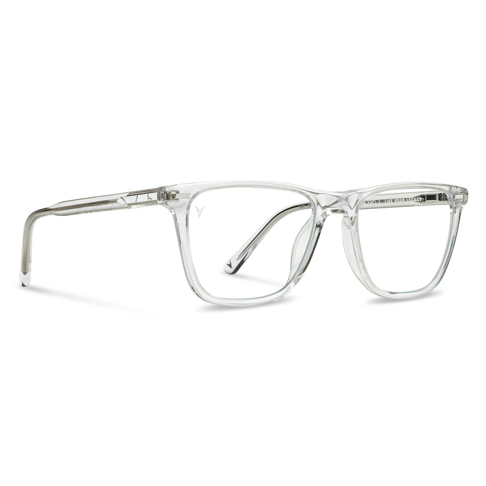 Clear eyeglasses on a white background