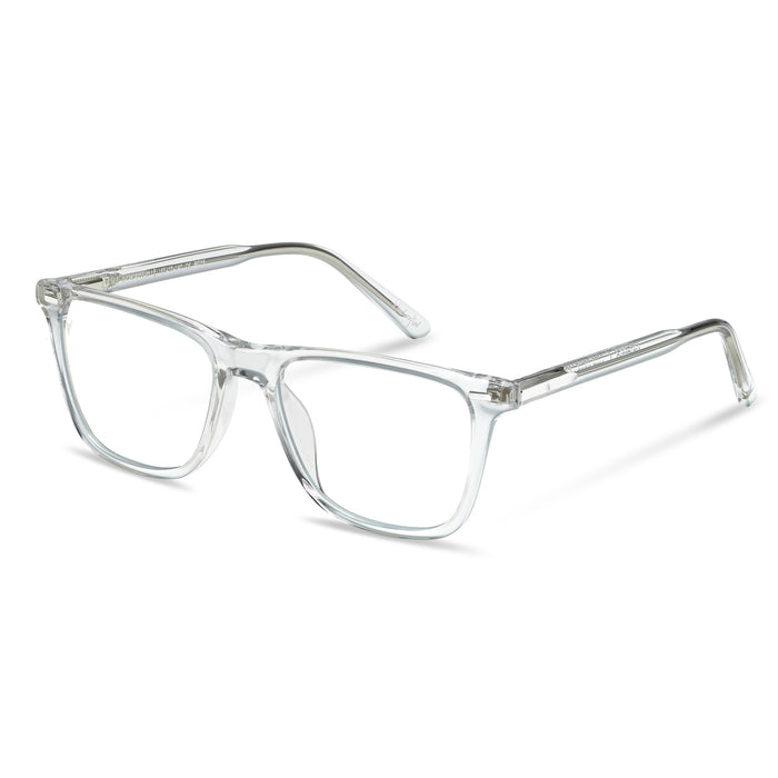 Clear eyeglasses on a white background