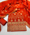 Beautiful Embroidered Jaquard Silk Shirt Along With Embroidered Jaquard Silk Dupatta And Soft Silk Bottom