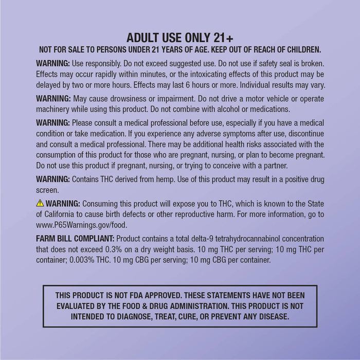 Product warning and usage labels for cbdMD Berry Fusion Seltzer.