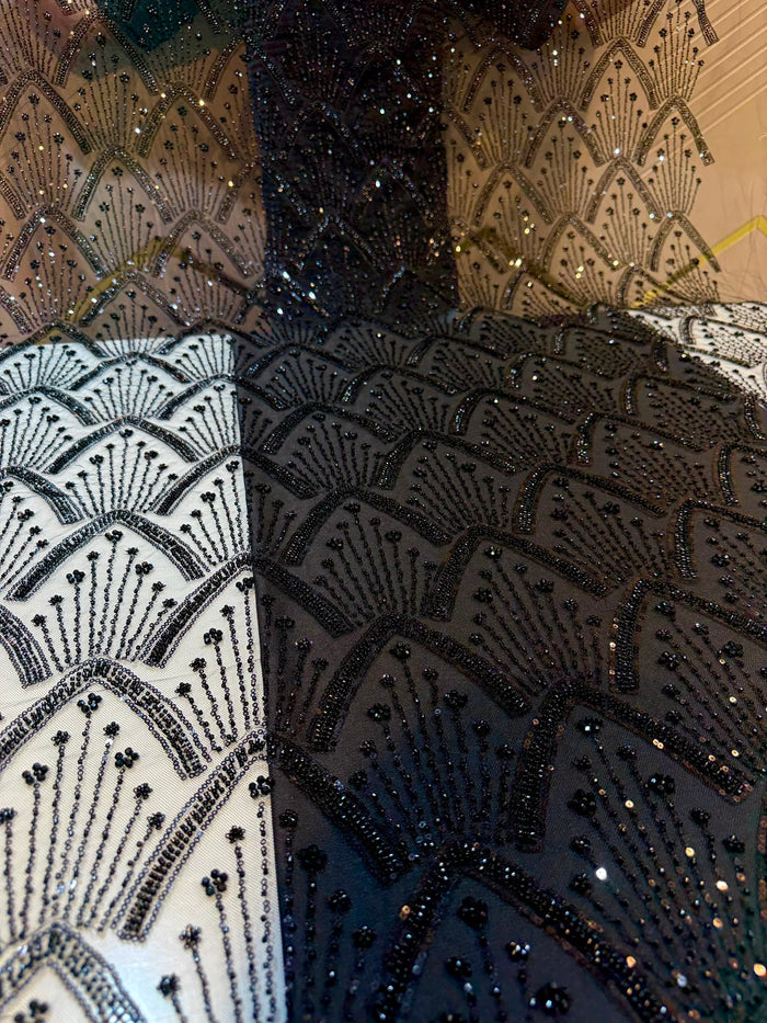 Celine Black Imported Handwork Net With Crystal Work 54 inch width