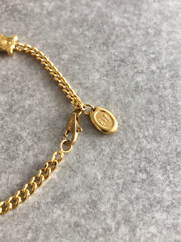 CELINE Blason Bracelet Gold Vintage gitunv