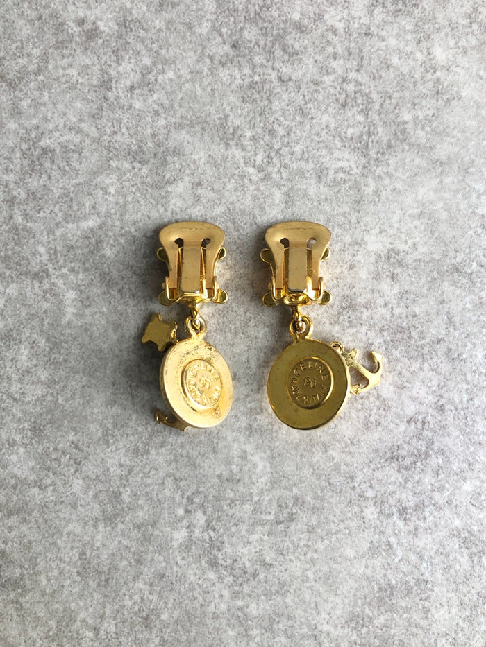 CELINE Blason Earrings Gold Vintage 83zw68