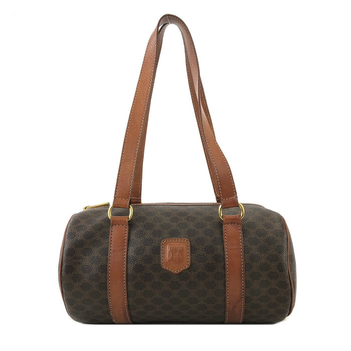 CELINE Blason Macadam Barrel bag Handbag Brown Vintage Old Celine uivdse