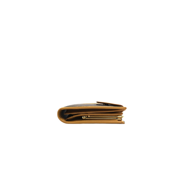 CELINE Blason Metal Clasp Folded Wallet Brown Vintage 768ngx