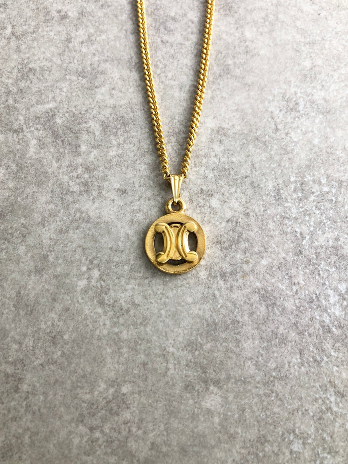 CELINE Blason Necklace Gold Vintage ar6jyi