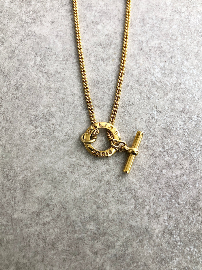 CELINE Blason Necklace Gold Vintage ar6jyi