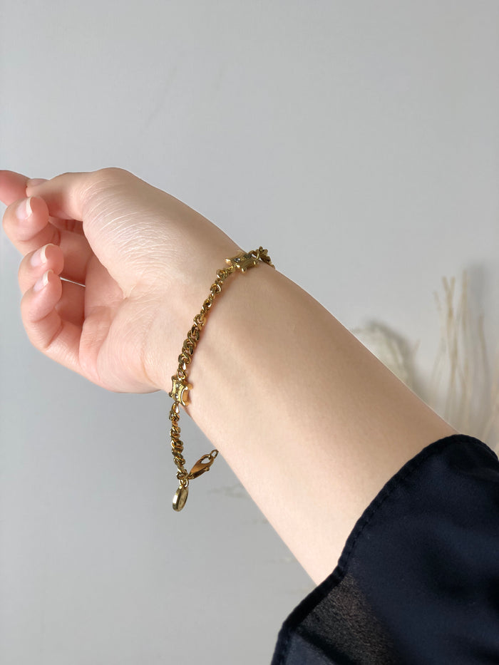 CELINE Blason stone Bracelet Gold Vintage 6f2zui