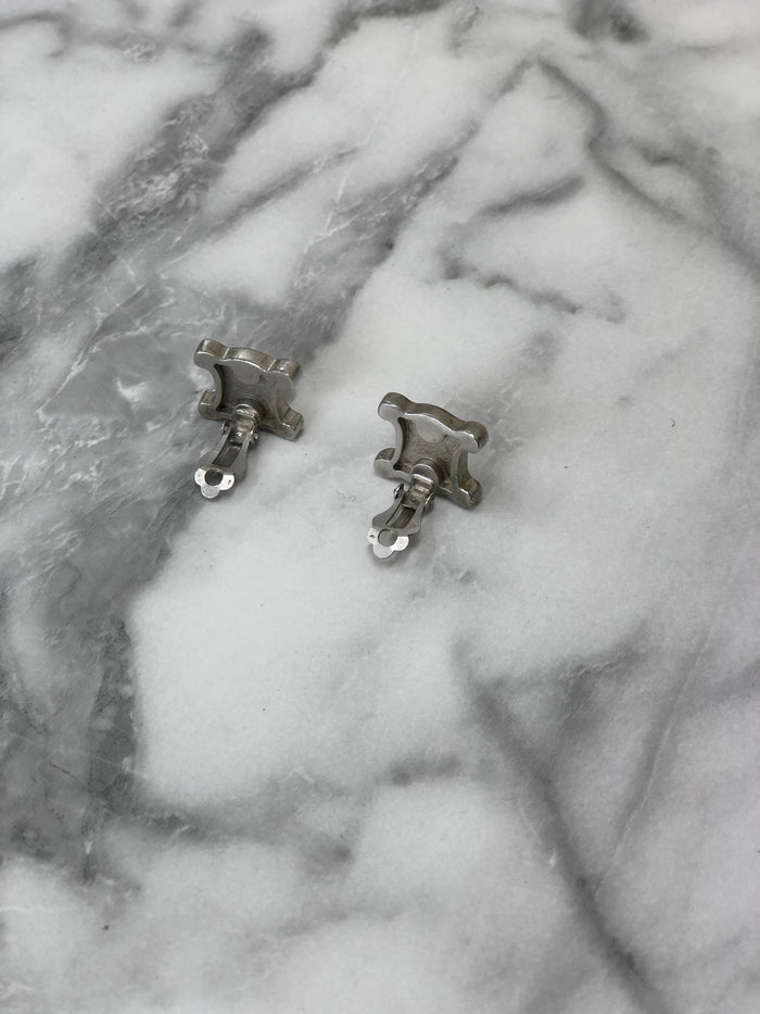 CELINE Blason Triomphe Earrings Silver Vintage i24hgh