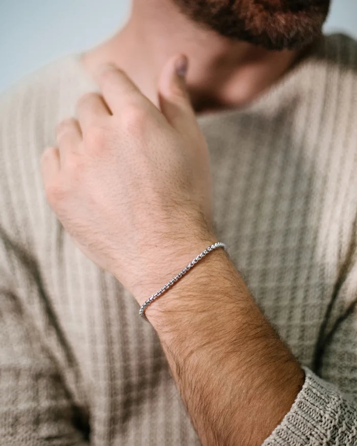 Vincero Mens Sterling Silver Box Chain Bracelet