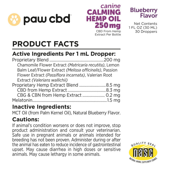 Dog tincture dosage chart for CBD hemp extract, usage instructions, and warnings for pets.