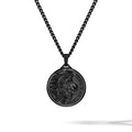 Black lion pendant necklace on a white background