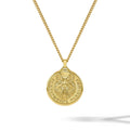 Gold necklace with a lion pendant on a white background