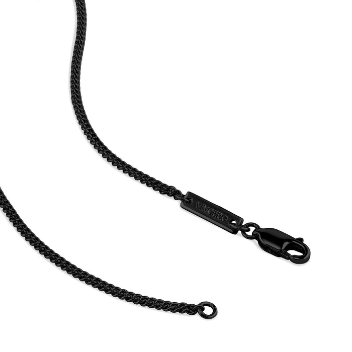Black chain necklace with clasp on a white background