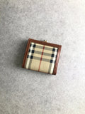 BURBERRY Classic Check Metal Clasp Folded Wallet Beige Vintage rbt4e5