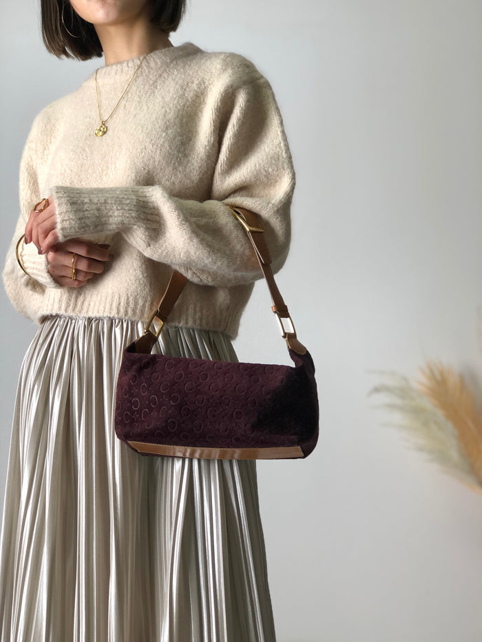 CELINE C Macadam Suede Leather Handag Hobobag Shoulder bag Brown Old Celine Vintage jhw4et