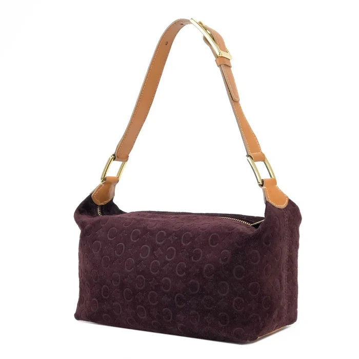 CELINE C Macadam Suede Leather Handag Hobobag Shoulder bag Brown Old Celine Vintage jhw4et