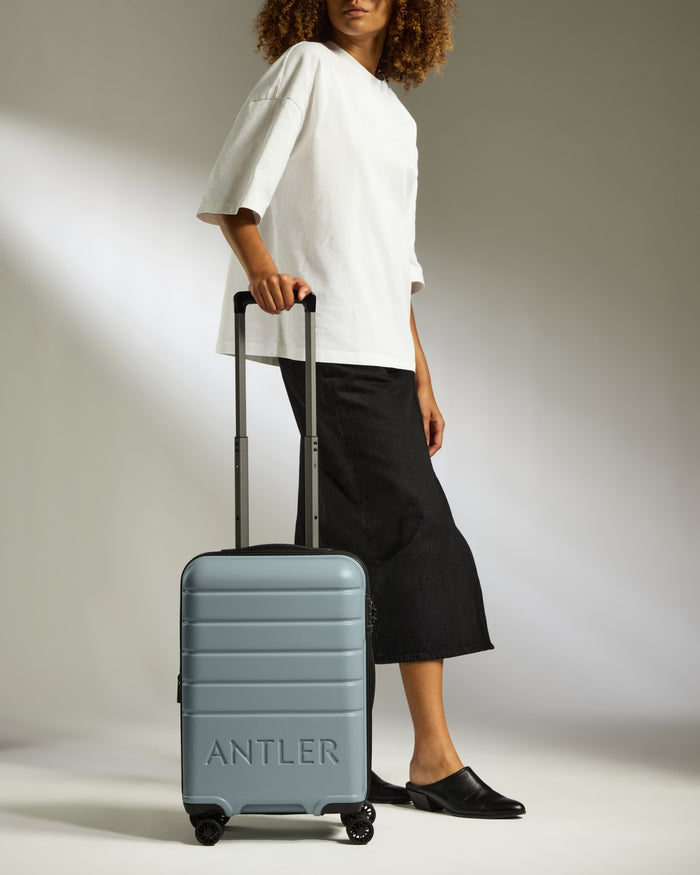 a woman with a suitcase