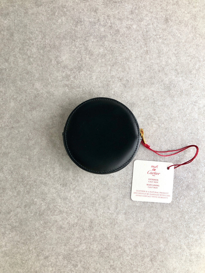 Cartier Round Coin Purse Black Vintage e65jne