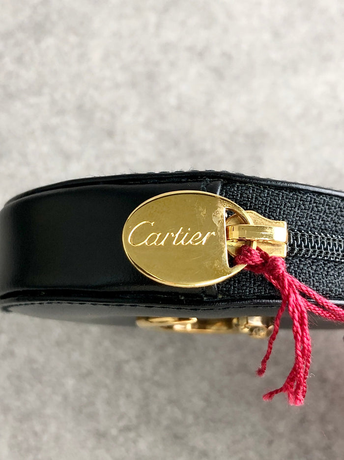 Cartier Round Coin Purse Black Vintage e65jne