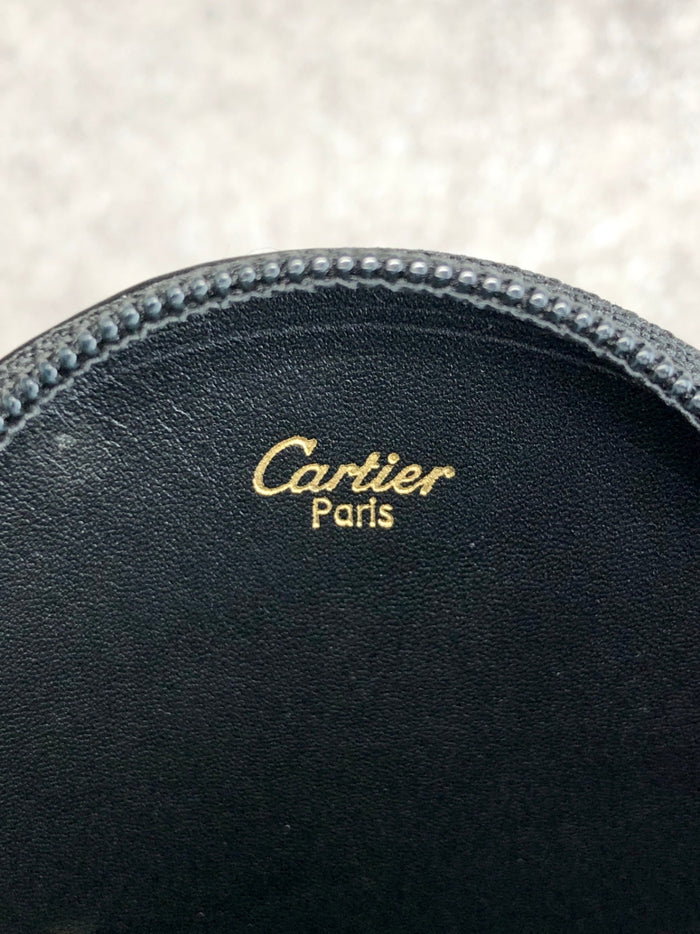 Cartier Round Coin Purse Black Vintage e65jne