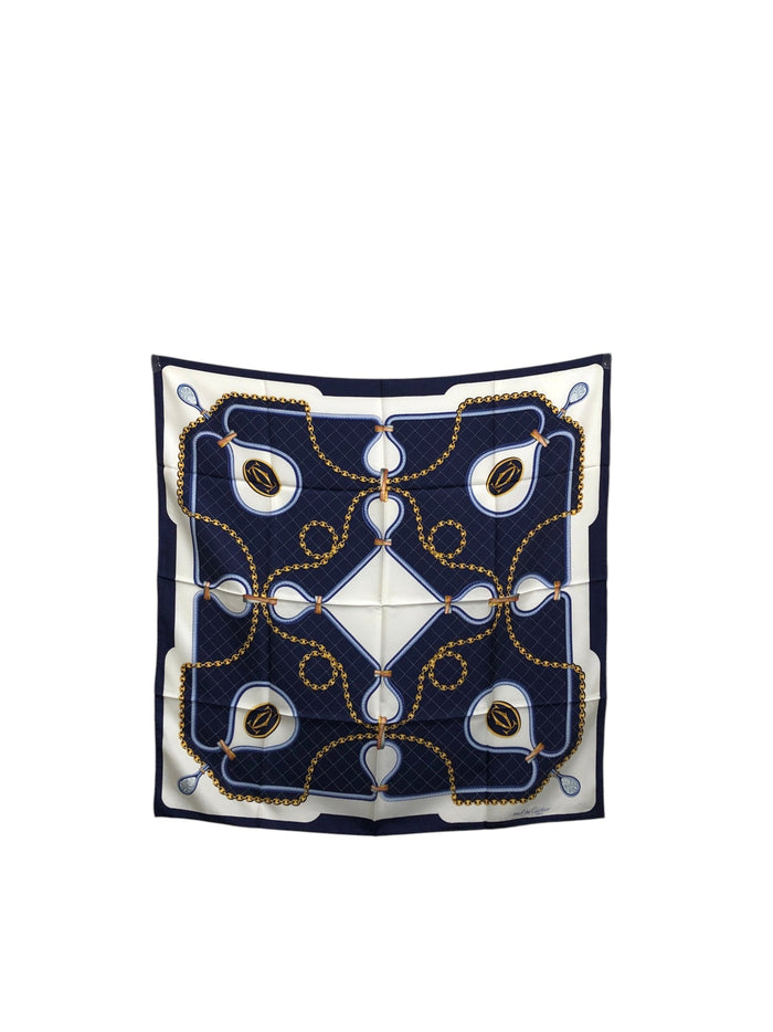 Cartier SILK Scarf Navy Vintage c4tyjs