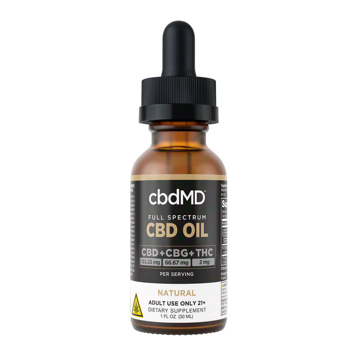 Full spectrum CBD oil tincture bottle with dropper, labeled natural flavor, 4000mg strength.