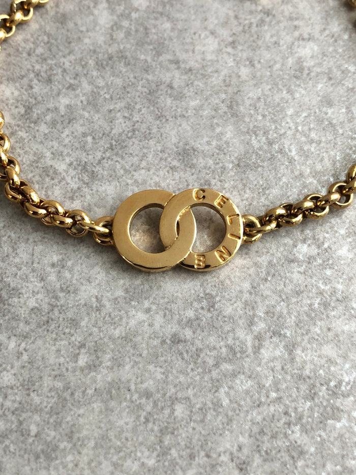 CELINE Circle Logo Bracelet Gold Vintage zwtb5m