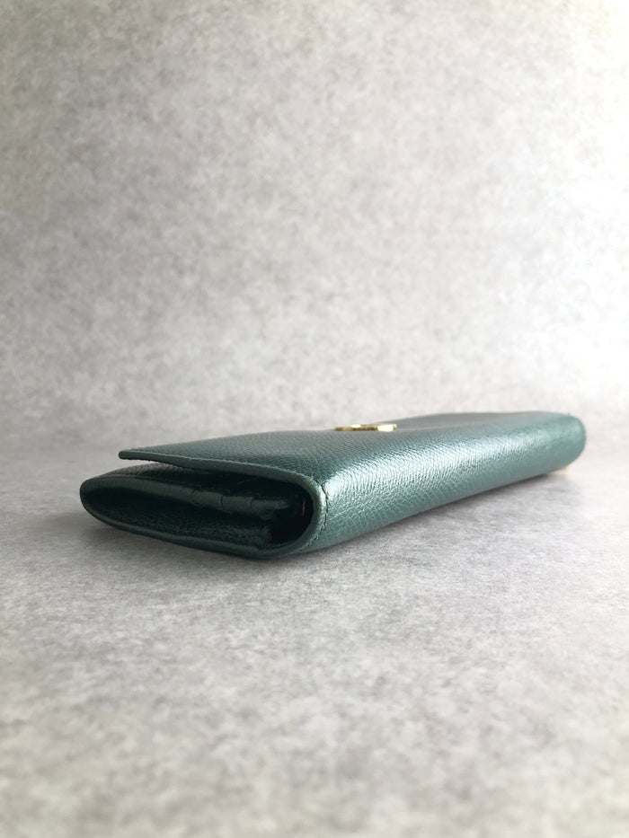 CELINE Circle Logo Long Wallet Green Vintage jmwg68
