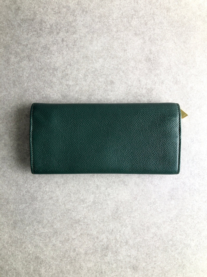 CELINE Circle Logo Long Wallet Green Vintage jmwg68