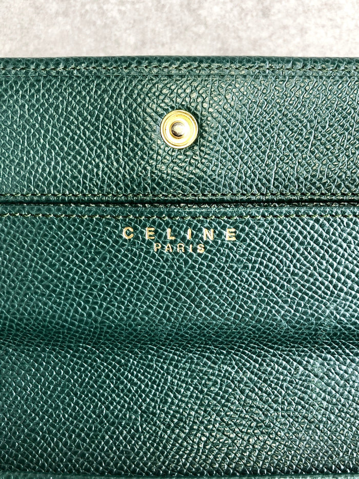 CELINE Circle Logo Long Wallet Green Vintage jmwg68
