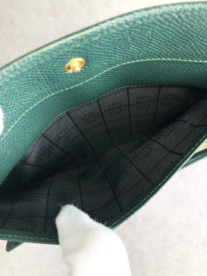 CELINE Circle Logo Long Wallet Green Vintage jmwg68