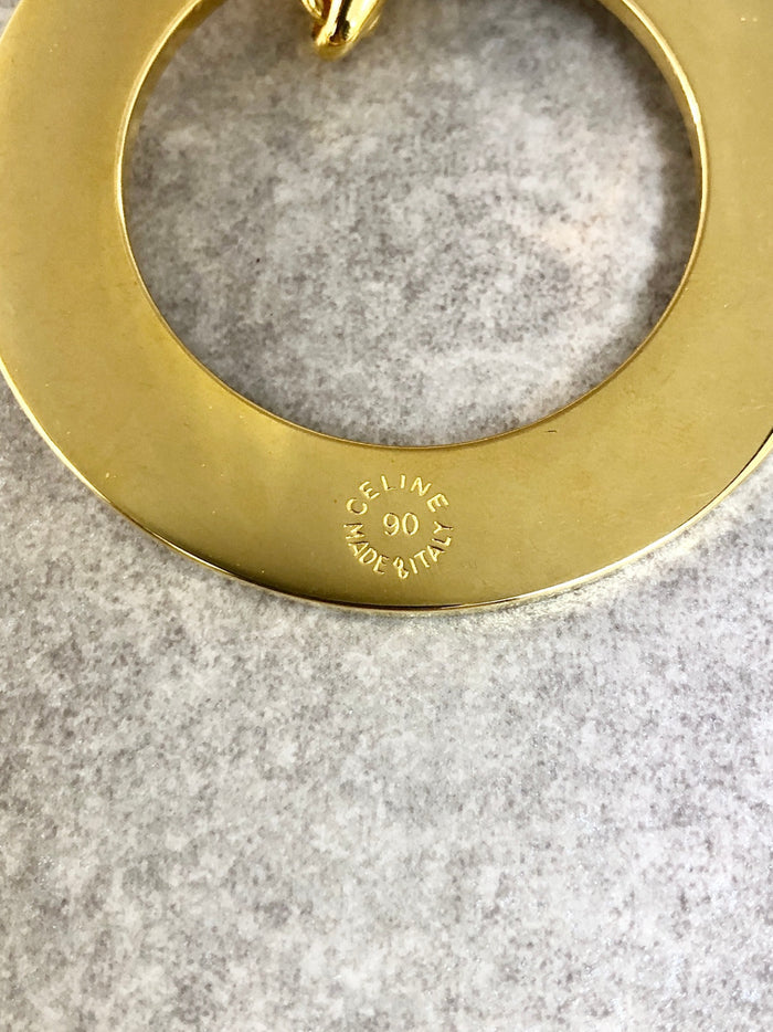 CELINE Circle Logo Necklace Gold Vintage mjx3s3