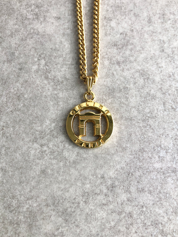 CELINE circle necklace gold Vintage Old Celine 4cxyxn