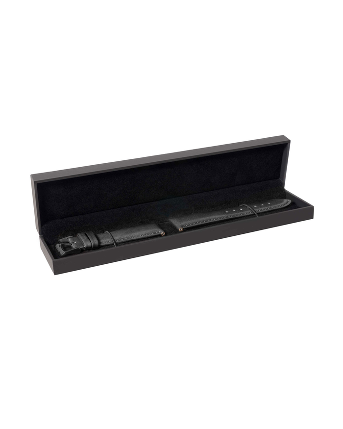 Men's Luxury Gray Italian Leather Watch Band Strap Matte Gunmetal Clasp