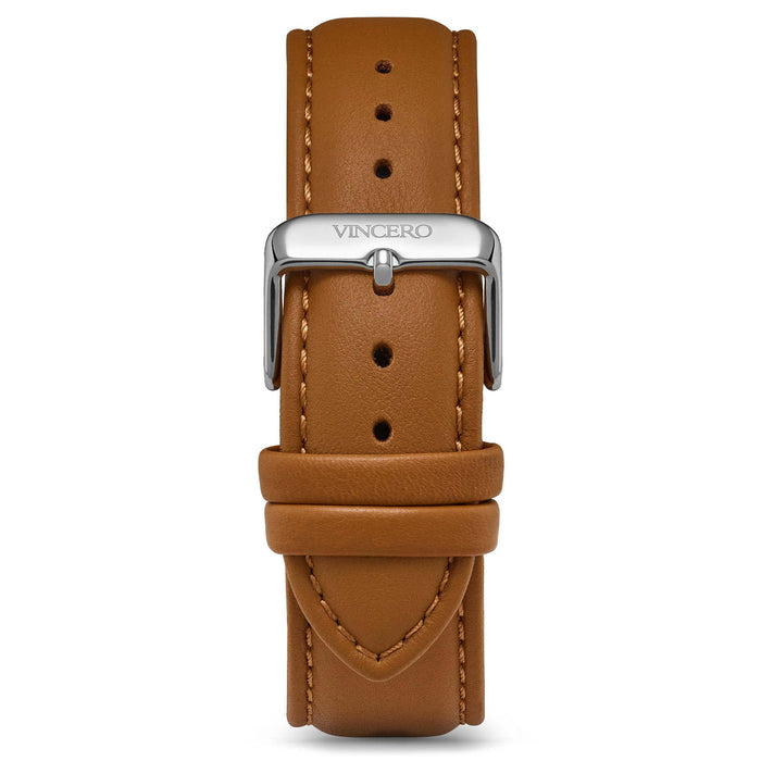 Men's Luxury Tan Italian Leather Watch Band Strap Silver Clasp | Color: Silver