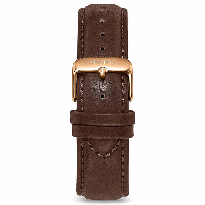 Men's Luxury Walnut Italian Leather Watch Band Strap Rose Gold Clasp | Color: Rose Gold