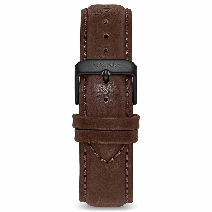 Men's Luxury Walnut Italian Leather Watch Band Strap Matte Black Clasp | Color: Matte Black