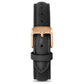 Women's Luxury Black Italian Leather Watch Band Strap Rose Gold Clasp