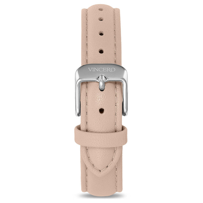 Women's Luxury Nude Italian Leather Watch Band Strap Silver Clasp