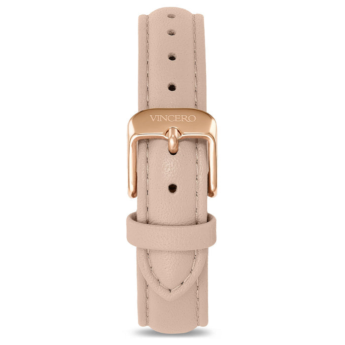 Women's Luxury Nude Italian Leather Watch Band Strap Rose Gold Clasp