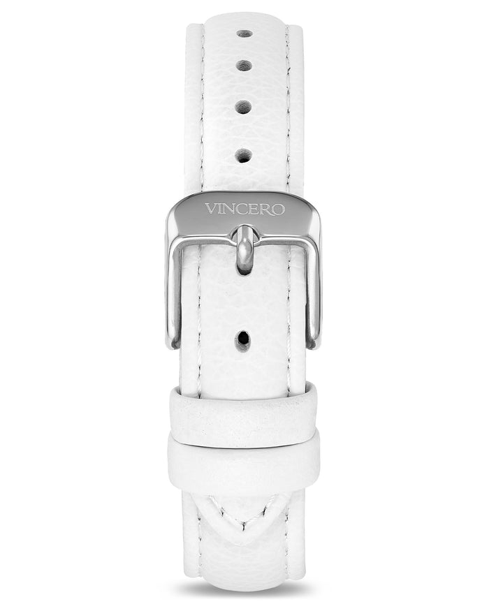 Women's Luxury White Italian Leather Watch Band Strap Silver Clasp
